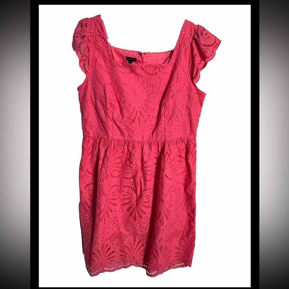 TALBOTS PINK FULLY LINED COTTON 100% EYELET SLEEVELESS DRESS SIZE US 16